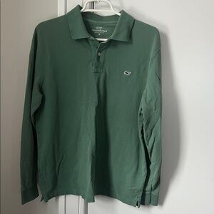 Vineyard Vines Men's Long Sleeve Polo in Forest Green